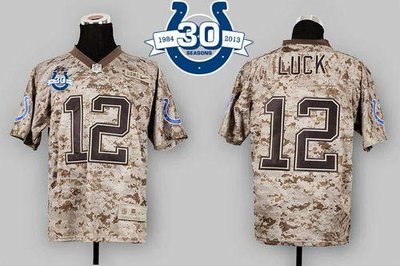 NEW Indianapolis Colts #12 Andrew Luck Camo With 30TH Seasons Patch US.Mccuu NFL