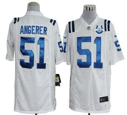 NEW Colts #51 Pat Angerer White With 30TH Seasons Patch Men's Stitched NFL Game Jersey