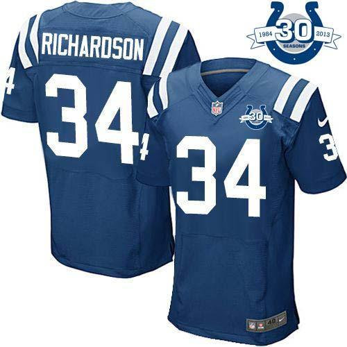 NEW Colts #34 Trent Richardson Royal Blue Team Color With 30TH Seasons Patch Men's Stitched NFL Elite Jersey NEW Colts #34 Trent Richardson Royal Blue Team Color With 30TH Seasons Patch Men's Stitched NFL Elite Jersey