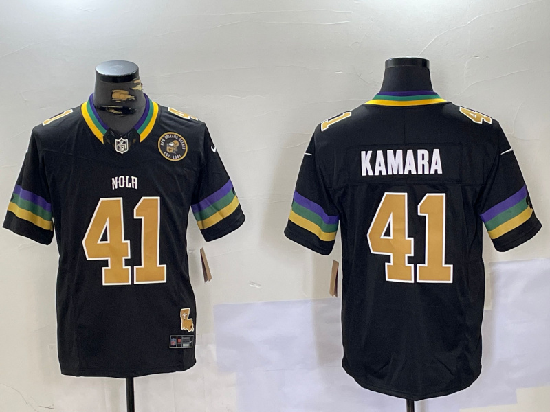 Men's New Orleans Saints #41 Alvin Kamara Black 2024 F.U.S.E. Vapor Limited Stitched Jersey 3 Men's New Orleans Saints #41 Alvin Kamara Black 2024 F.U.S.E. Vapor Limited Stitched Jersey 3