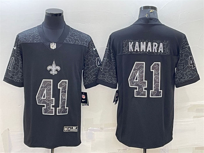 Men's New Orleans Saints #41 Alvin Kamara Black Reflective Limited Stitched Football Jersey