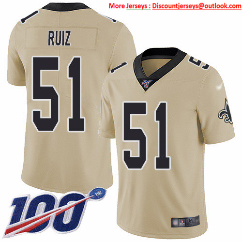Nike Saints #51 Cesar Ruiz Gold Men's Stitched NFL Limited Inverted Legend 100th Season Jersey