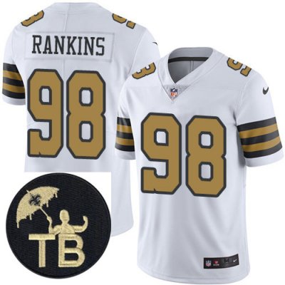 Mens Nike New Orleans Saints 98 Limited Sheldon Rankins White Nike NFL Youth Jersey Stitched Tom Benson Patch Saints Rush Vapor Untouchable Mens Nike New Orleans Saints 98 Limited Sheldon Rankins White Nike NFL Youth Jersey Stitched Tom Benson Patch Saints Rush Vapor Untouchable