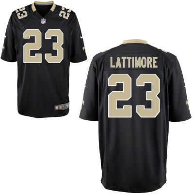 Men's New Orleans Saints #23 Marshon Lattimore Nike Black Team Color Game Jersey Men's New Orleans Saints #23 Marshon Lattimore Nike Black Team Color Game Jersey