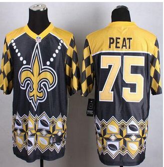 New New Orleans Saints #75 Andrus Peat Black Men's Stitched NFL Elite Noble Fashion Jersey