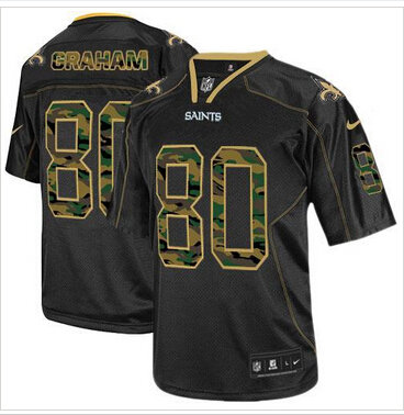 NEW New Orleans Saints #80 Jimmy Graham Black NFL Elite Camo Fashion Jersey