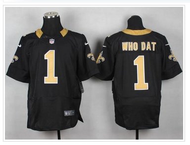 NEW Saints #1 Who Dat Black Team Color Men's Stitched NFL Elite Jersey
