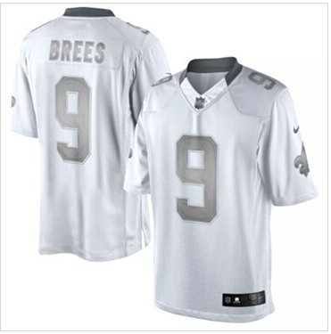 New Orleans Saints #9 Drew Brees White Platinum Jersey