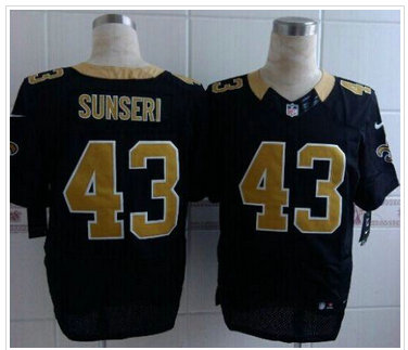 New Orleans Saints #43 Vinnie Sunseri Black Team Color NFL Elite Jersey