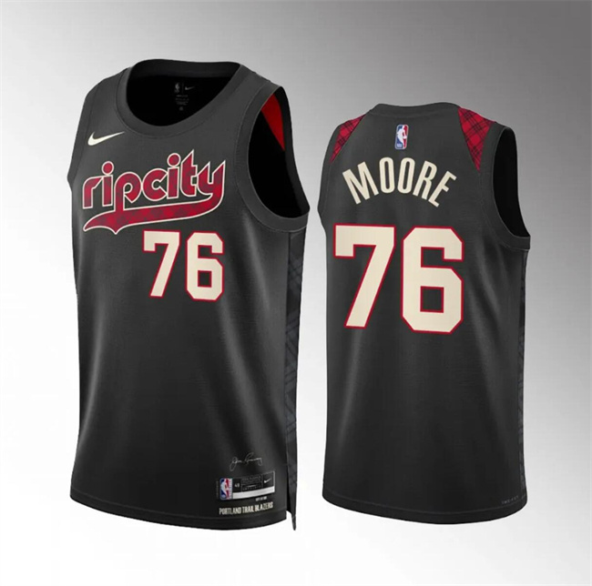 Men's Portland Trail Blazers #76 Taze Moore Black 2023 24 City Edition Stitched Basketball Jersey Men's Portland Trail Blazers #76 Taze Moore Black 2023 24 City Edition Stitched Basketball Jersey