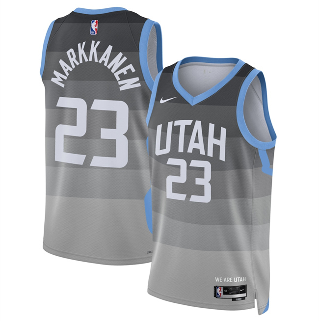 Men's Utah Jazz #23 Lauri Markkanen Grey 2025 26 City Edition Stitched Basketball Jersey