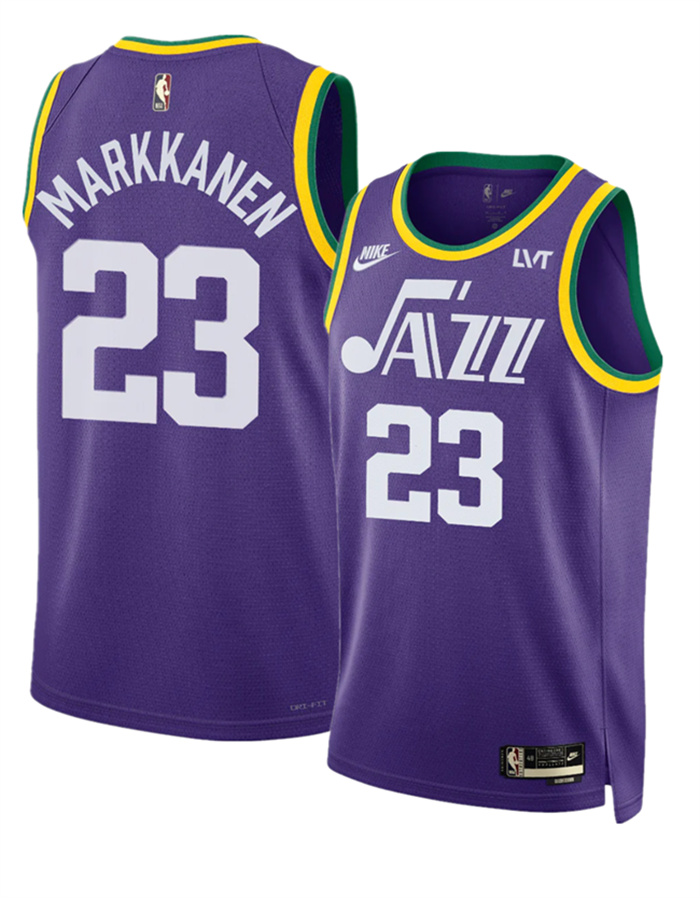 Men's Utah Jazz #23 Lauri Markkanen Purple 2023 Classic Edition Stitched Basketball Jersey Men's Utah Jazz #23 Lauri Markkanen Purple 2023 Classic Edition Stitched Basketball Jersey