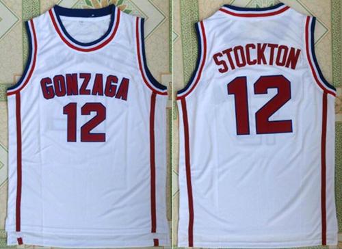 Jazz #12 John Stockton White Gonzaga Bulldogs College Stitched NBA Jersey Jazz #12 John Stockton White Gonzaga Bulldogs College Stitched NBA Jersey
