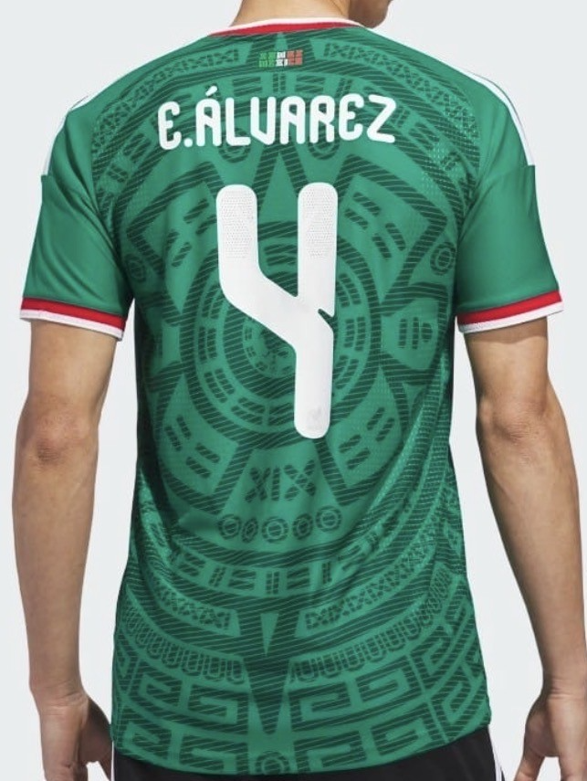 26 Mexico #4 E. ALVAREZ Green Short Sleeve Jersey
