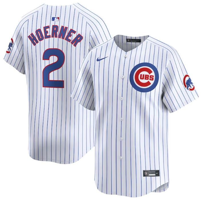 Men's Chicago Cubs #2 Nico Hoerner White 2024 Home Limited Stitched Baseball Jersey Men's Chicago Cubs #2 Nico Hoerner White 2024 Home Limited Stitched Baseball Jersey