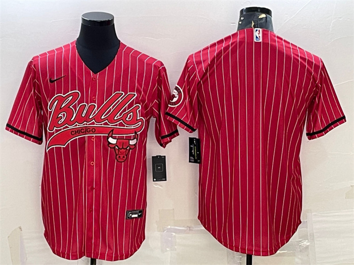Men's Chicago Bulls Blank Red Cool Base Stitched Baseball JerseyS Men's Chicago Bulls Blank Red Cool Base Stitched Baseball JerseyS