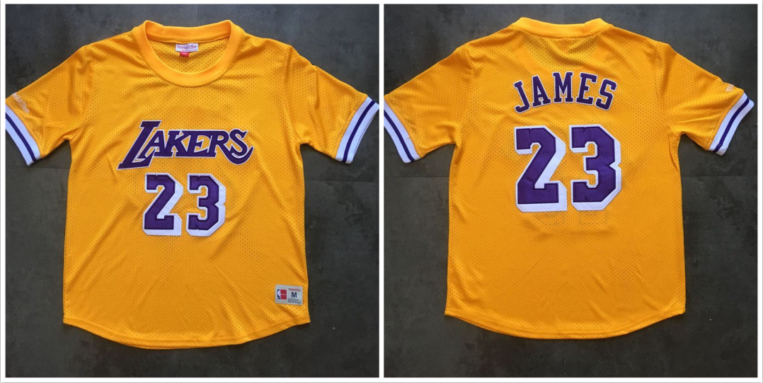 Bulls 23 Michael Jordan Yellow Mitchell & Ness Mesh Jersey