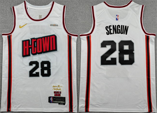 Men's Houston Rockets #28 Alperen Sengun White 2024 25 City Edition Stitched Jersey
