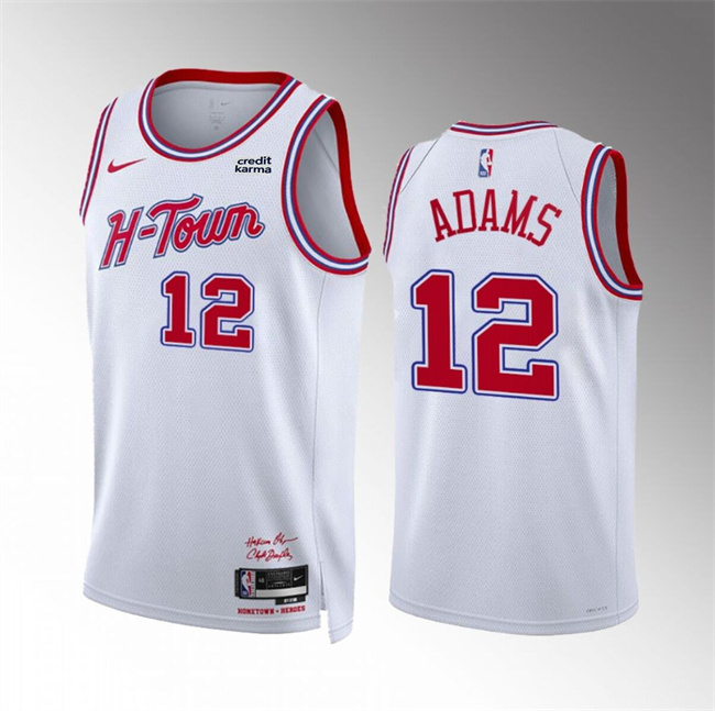 Men's Houston Rockets #12 Steven Adams White 2023 24 City Edition Stitched Jersey Men's Houston Rockets #12 Steven Adams White 2023 24 City Edition Stitched Jersey