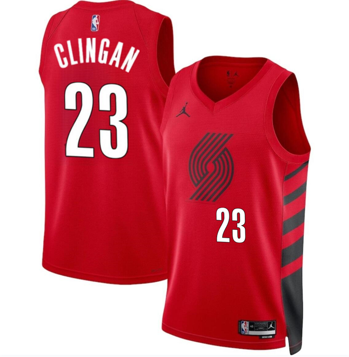 Men's Portland Trail Blazers #23 Donovan Clingan Red 2024 Draft Statement Edition Stitched Basketball Jersey