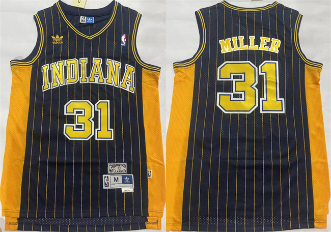 Men's Indiana Pacers #31 Reggie Miller Black Throwback Stitched Jersey Men's Indiana Pacers #31 Reggie Miller Black Throwback Stitched Jersey