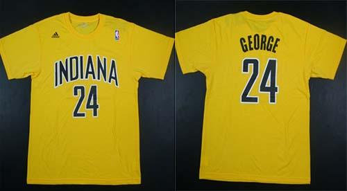 Indiana Pacers #24 George Yellow NBA T-Shirt Indiana Pacers #24 George Yellow NBA T-Shirt