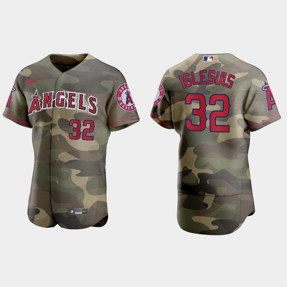 Los Angeles Angels #32 Raisel Iglesias Men's Nike 2021 Armed Forces Day Authentic MLB Jersey -Camo