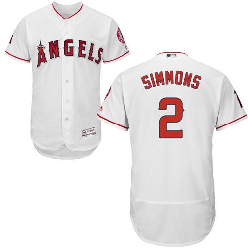 Angels of Anaheim #2 Andrelton Simmons White Flexbase Authentic Collection Stitched Baseball Jersey Angels of Anaheim #2 Andrelton Simmons White Flexbase Authentic Collection Stitched Baseball Jersey