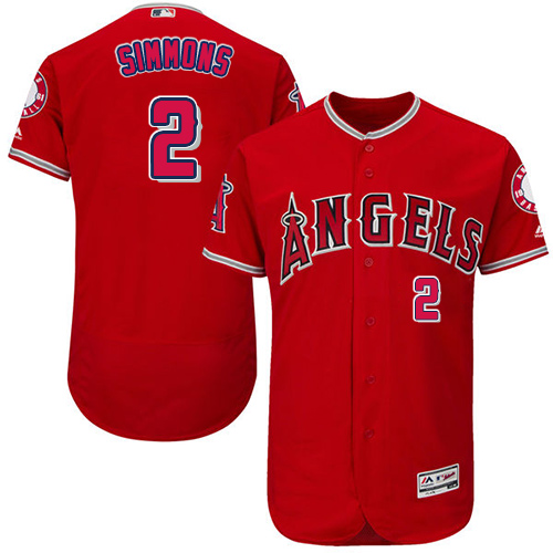Angels of Anaheim #2 Andrelton Simmons Red Flexbase Authentic Collection Stitched Baseball Jersey Angels of Anaheim #2 Andrelton Simmons Red Flexbase Authentic Collection Stitched Baseball Jersey