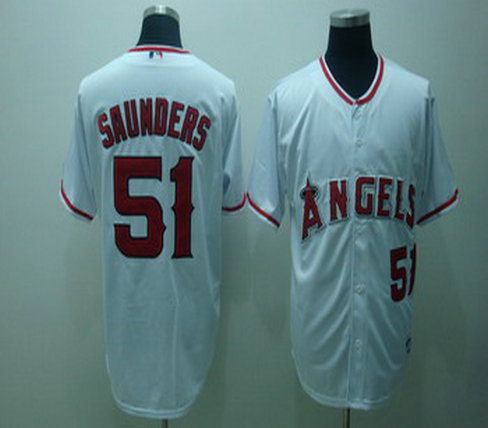 Los Angeles Angels 51 Saunders White Jerseys Los Angeles Angels 51 Saunders White Jerseys