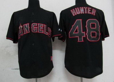 Los Angeles Angels #48 Torii Hunter Pitch Black Fashion Jersey Los Angeles Angels #48 Torii Hunter Pitch Black Fashion Jersey