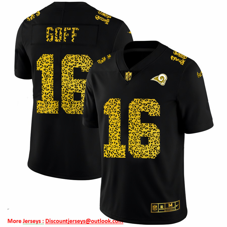 Los Angeles Rams #16 Jared Goff Men's Nike Leopard Print Fashion Vapor Limited NFL Jersey Black Los Angeles Rams #16 Jared Goff Men's Nike Leopard Print Fashion Vapor Limited NFL Jersey Black