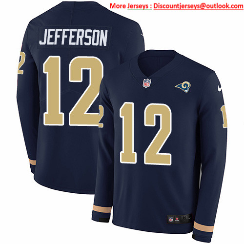 Nike Rams #12 Van Jefferson Navy Blue Team Color Men's Stitched NFL Limited Therma Long Sleeve Jersey