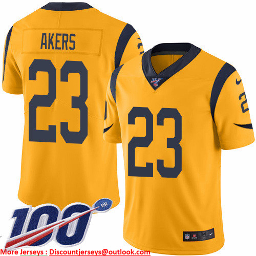 Nike Rams #23 Cam Akers Gold Men's Stitched NFL Limited Rush 100th Season Jersey