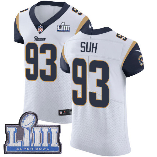 Nike Rams #93 Ndamukong Suh White Super Bowl LIII Bound Men's Stitched NFL Vapor Untouchable Elite Jersey Nike Rams #93 Ndamukong Suh White Super Bowl LIII Bound Men's Stitched NFL Vapor Untouchable Elite Jersey