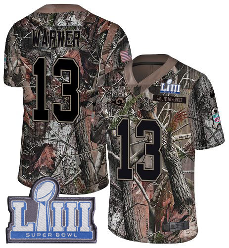 Nike Rams #13 Kurt Warner Camo Super Bowl LIII Bound Men's Stitched NFL Limited Rush Realtree Jersey Nike Rams #13 Kurt Warner Camo Super Bowl LIII Bound Men's Stitched NFL Limited Rush Realtree Jersey