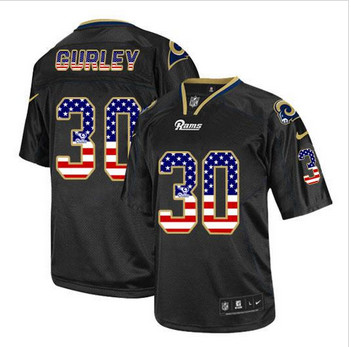 New Los Angeles Rams #30 Todd Gurley Black Men''s Stitched NFL Elite USA Flag Fashion Jersey