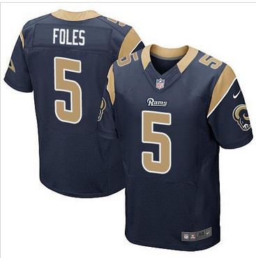 NEW Los Angeles Rams #5 Nick Foles Navy Blue Team Color Men's Stitched NFL Elite Jersey