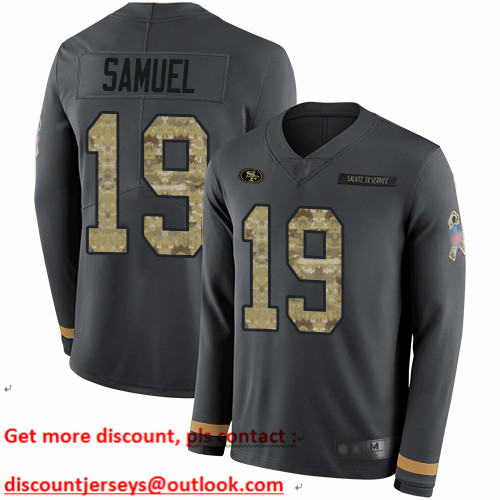 49ers #19 Deebo Samuel Anthracite Salute to Service Youth Stitched Football Limited Therma Long Sleeve Jersey 49ers #19 Deebo Samuel Anthracite Salute to Service Youth Stitched Football Limited Therma Long Sleeve Jersey