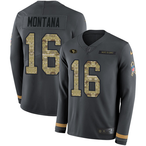 Nike 49ers #16 Joe Montana Anthracite Salute to Service Youth