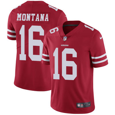 Nike 49ers #16 Joe Montana Red Team Color Youth Stitched NFL Vapor Untouchable Limited Jersey Nike 49ers #16 Joe Montana Red Team Color Youth Stitched NFL Vapor Untouchable Limited Jersey