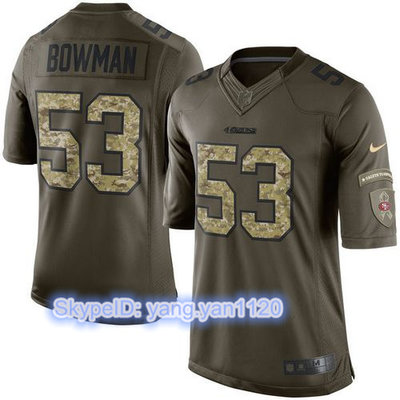 Nike 49ers #53 NaVorro Bowman Green Youth Stitched NFL Limited Salute to Service Jersey