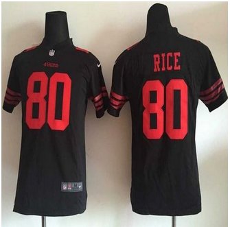 Youth New 49ers #80 Jerry Rice Black Alternate Stitched NFL Elite Jersey Youth New 49ers #80 Jerry Rice Black Alternate Stitched NFL Elite Jersey