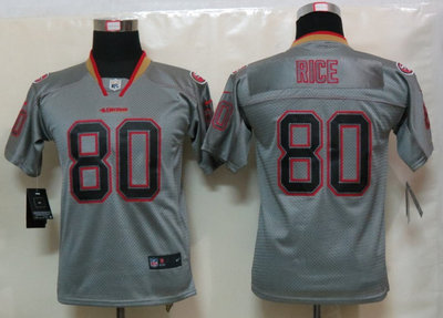 Youth NEW San Francisco 49ers 80 Jerry Rice Grey Shadow NFL Jerseys