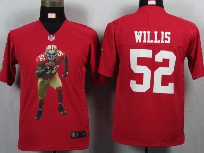 Youth NEW San Francisco 49ers 52 Willis Red Portrait Fashion Game Jerseys