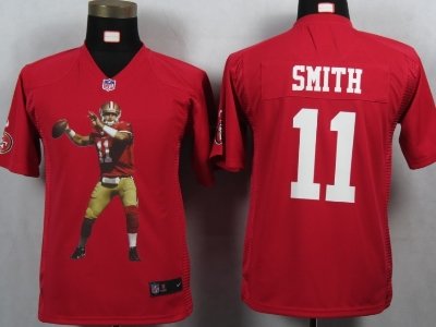Youth NEW San Francisco 49ers 11 Smith Red Portrait Fashion Game Jerseys