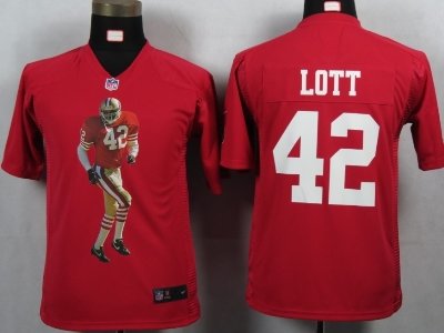 Youth NEW San Francisco 49ers 42 Lott Red Portrait Fashion Game Jerseys