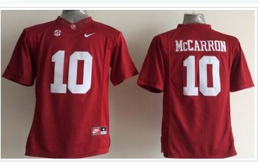Youth NCAA Crimson Tide #10 AJ McCarron Red Stitched Jersey Youth NCAA Crimson Tide #10 AJ McCarron Red Stitched Jersey