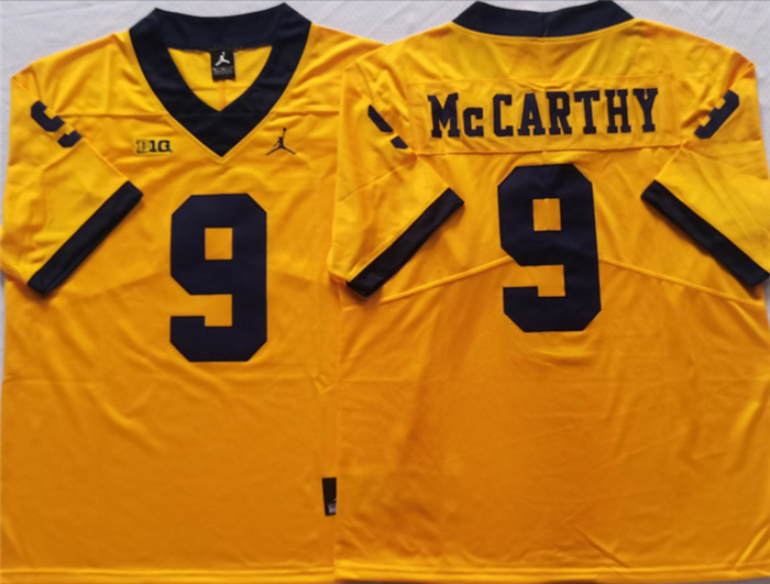 Men's Michigan Wolverines #9 McCARTHY Yellow Stitched Jersey Men's Michigan Wolverines #9 McCARTHY Yellow Stitched Jersey