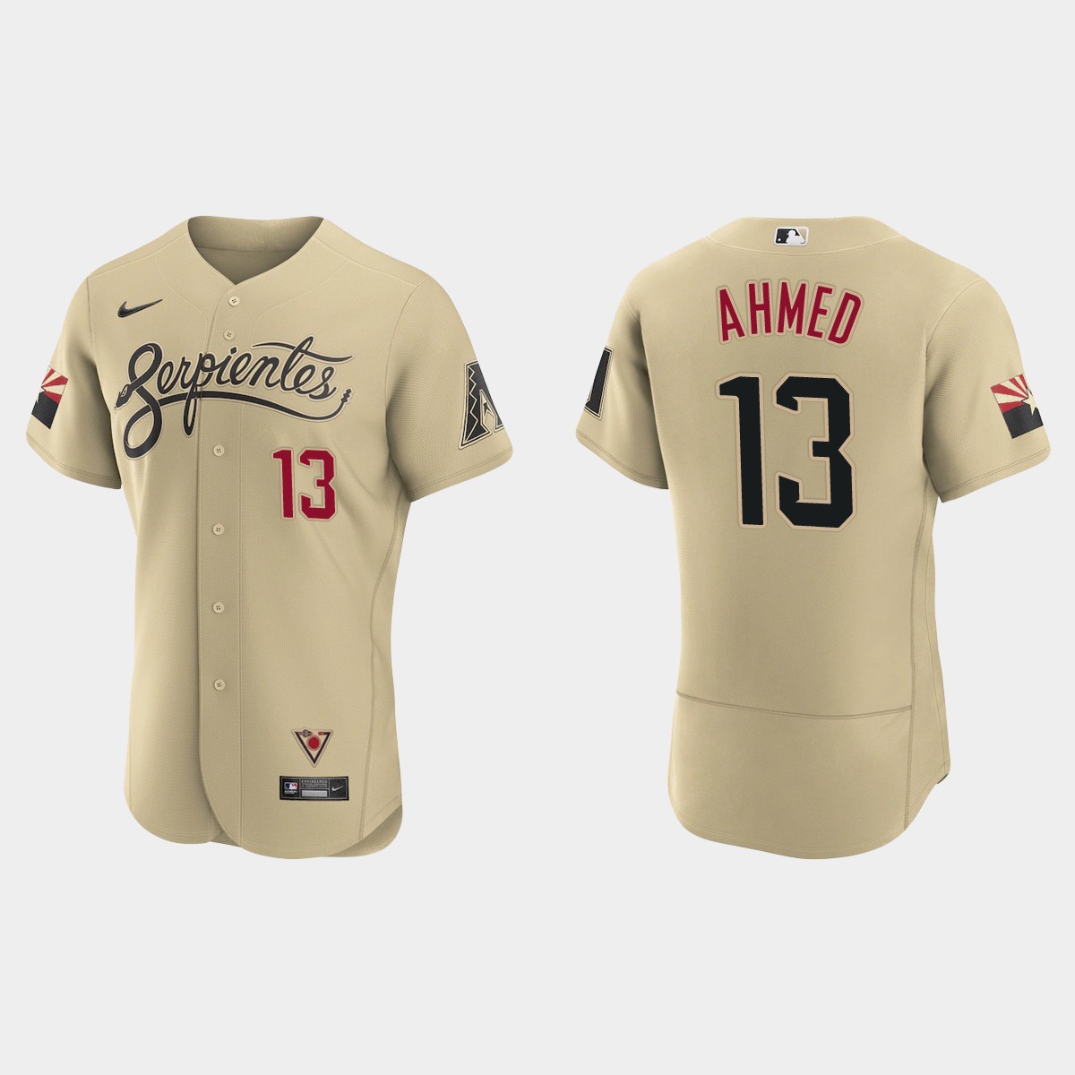 Arizona Diamondbacks #13 Nick Ahmed Men's Nike 2021 City Connect Authentic MLB Jersey Gold Arizona Diamondbacks #13 Nick Ahmed Men's Nike 2021 City Connect Authentic MLB Jersey Gold
